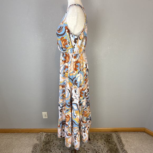 Boston Proper Womens Tiered Sleeveless V-Neck Midi Maxi Dress Size S Paisley - Picture 4 of 8